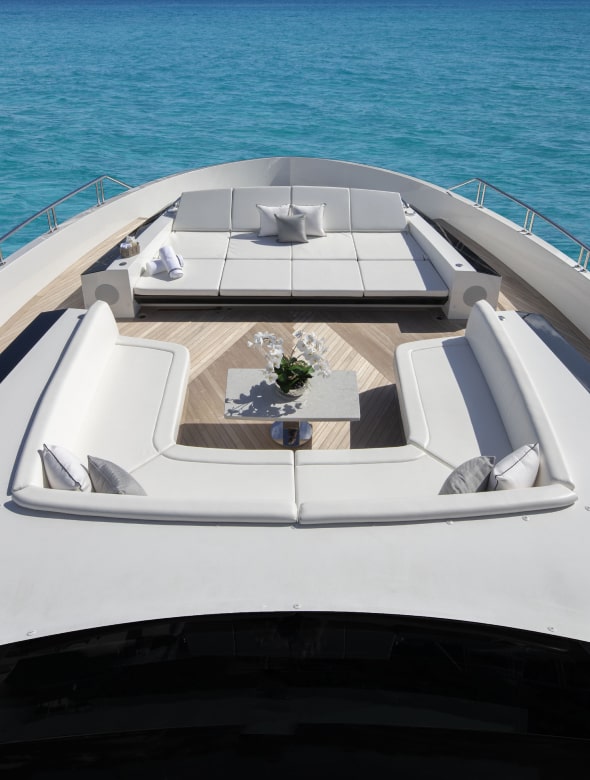 Bow on charter superyacht