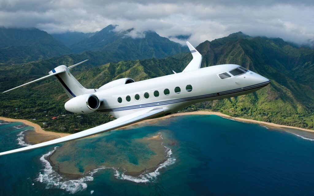 Private jet flying