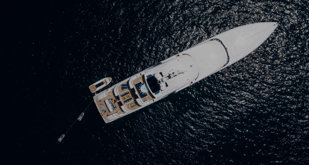 SOARING superyacht aerial view