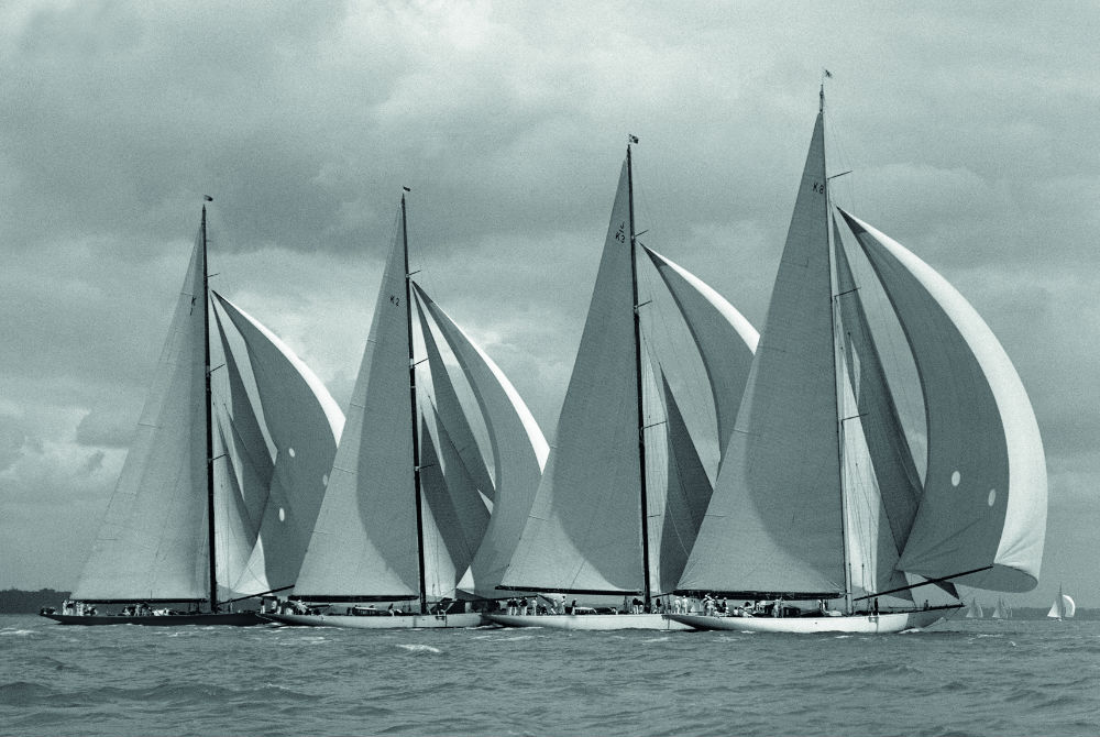 four J class classic sailing yachts racing 