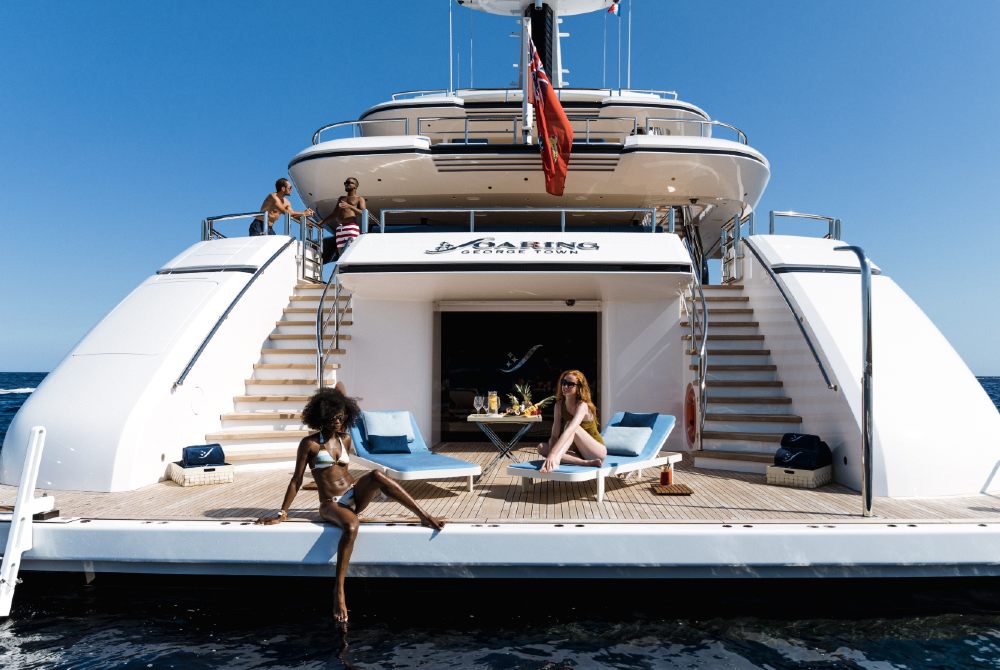 Luxury yacht beach club